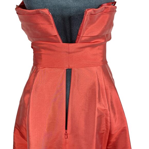 Strapless Waterfall Dress Sz 8 Coral Mermaid Gown Fairycore Coquette Hi-Low Prom - Picture 9 of 14